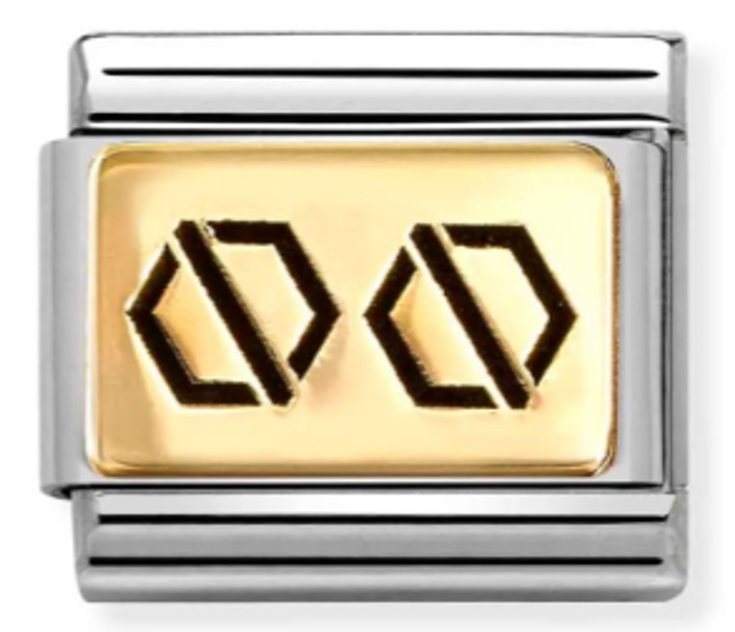 Charms Nomination Link 18K zawieszka charms Złota płytka z dwiema śrubkami 03016659 to element do bransoletki komponowanej Nomination Italy pokryty najwyższej jakości złotem 18 karatowym. Odkryj oficjalną str.jpg